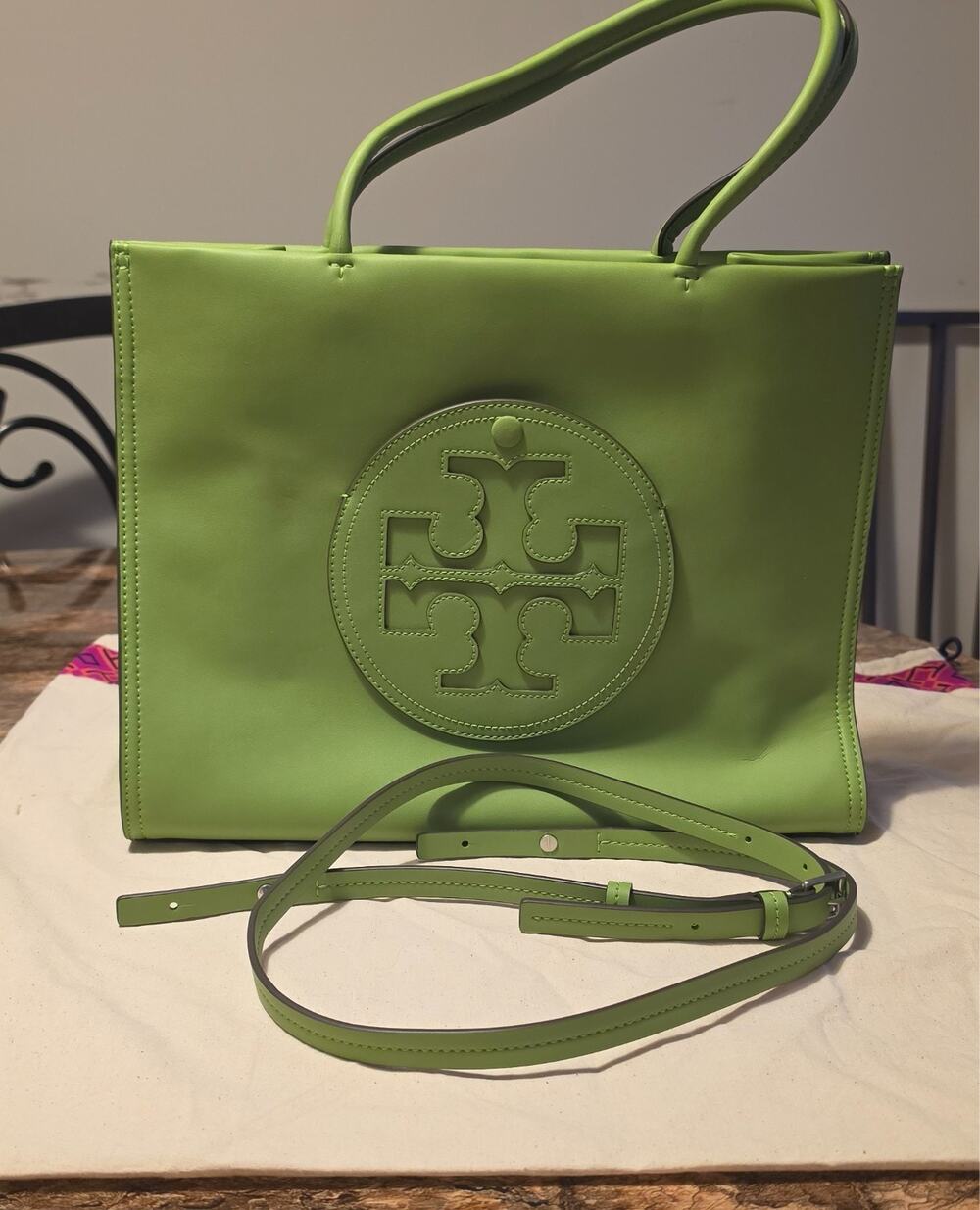 Tory Burch Small Ella Bio Tote Basil Green 145612 Crossbody Dust Bag